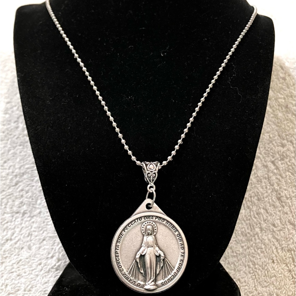 IMMACULATE CONCEPTION/MIRACULOUS MEDAL NECKLACE made in Italy - Picture 4 of 10